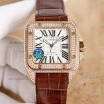 Super replica Cartier Santos 100th anniversary edition rose gold diamond case men's watch 